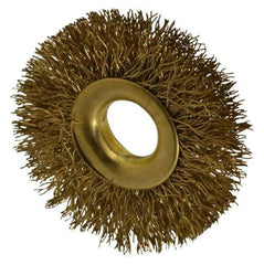 Value Collection - 2" OD, 1/2" Arbor Hole, Crimped Brass-Coated Steel Wheel Brush - 5/16" Face Width, 1/2" Trim Length, 0.012" Filament Diam, 15,000 RPM - Makers Industrial Supply