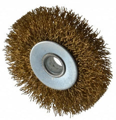 Value Collection - 2-1/2" OD, 3/8" Arbor Hole, Crimped Brass-Coated Steel Wheel Brush - 3/8" Face Width, 1/2" Trim Length, 0.012" Filament Diam, 4,500 RPM - Makers Industrial Supply