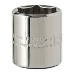 Proto - 1/4" Drive, Standard Hand Socket - 6 Points, 7/8" OAL, Alloy Steel, Chrome Finish - Makers Industrial Supply