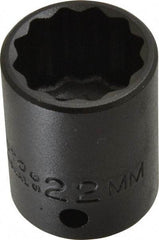 Proto - 1/2" Drive 22mm Standard Impact Socket - 12 Points, 1-1/2" OAL - Makers Industrial Supply