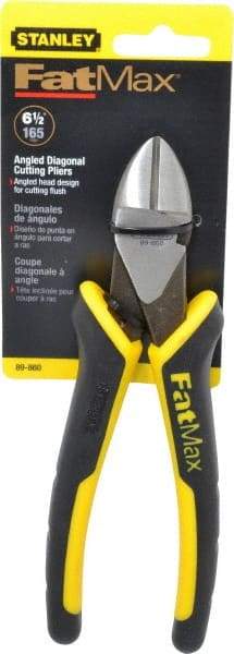 Stanley - 6-1/2" OAL, Diagonal Cutter - 7/8" Jaw Length x 1" Jaw Width, Oval/Angled Head, Double Injection Molded Handle - Makers Industrial Supply