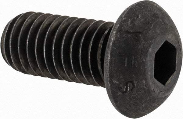 Value Collection - 7/16-14 UNC Hex Socket Drive, Button Screw - Alloy Steel, Black Oxide Finish, Fully Threaded, 1" Length Under Head - Makers Industrial Supply