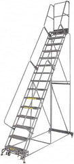 Ballymore - 192" 15 Step Ladder - 350 Lb Capacity, 150" Platform Height, 42" Base Width x 108" Depth, Grip Strut - Makers Industrial Supply