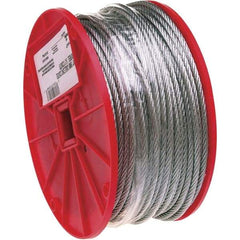 Campbell - 250' Long, 1/4" x 1/4" Diam, Wire - 1,400 Lb Breaking Strength, 7 x 19, Uncoated Coating - Makers Industrial Supply