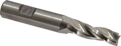 Made in USA - 1.5° Taper Angle per Side, 3/8" Small End Diam, 1-1/4" LOC, High Speed Steel 3 Flute Tapered Square End Mill - 3-1/4" OAL, 1/2" Shank Diam, Spiral Flute - Makers Industrial Supply