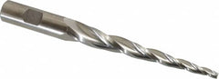 Made in USA - 3° Taper Angle per Side, 3/16" Small End Diam, 4" LOC, High Speed Steel 3 Flute Tapered Square End Mill - 6-1/2" OAL, 5/8" Shank Diam, Spiral Flute - Makers Industrial Supply