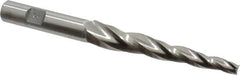 Made in USA - 3° Taper Angle per Side, 1/4" Small End Diam, 3-1/4" LOC, High Speed Steel 3 Flute Tapered Square End Mill - 5-1/2" OAL, 5/8" Shank Diam, Spiral Flute - Makers Industrial Supply