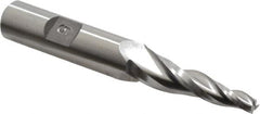 Made in USA - 5° Taper Angle per Side, 3/16" Small End Diam, 1-1/2" LOC, High Speed Steel 3 Flute Tapered Square End Mill - 4" OAL, 1/2" Shank Diam, Spiral Flute - Makers Industrial Supply