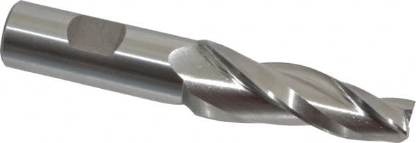 Made in USA - 5° Taper Angle per Side, 1/2" Small End Diam, 2-1/4" LOC, High Speed Steel 3 Flute Tapered Square End Mill - 4-1/2" OAL, 3/4" Shank Diam, Spiral Flute - Makers Industrial Supply