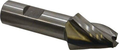 Made in USA - 15° Taper Angle per Side, 1/2" Small End Diam, 1-1/4" LOC, High Speed Steel 3 Flute Tapered Square End Mill - 3-1/2" OAL, 3/4" Shank Diam, Spiral Flute - Makers Industrial Supply