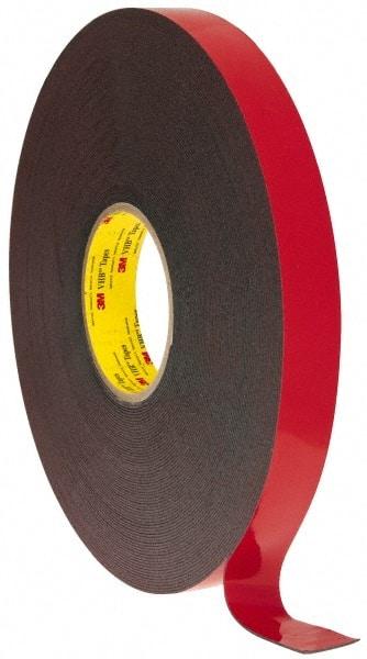 3M - 1" x 36 Yd Acrylic Adhesive Double Sided Tape - 45 mil Thick, Black, Acrylic Foam Liner, Continuous Roll, Series 5952 - Makers Industrial Supply