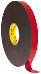 3M - 1" x 36 Yd Acrylic Adhesive Double Sided Tape - 45 mil Thick, Black, Acrylic Foam Liner, Continuous Roll, Series 5952 - Makers Industrial Supply