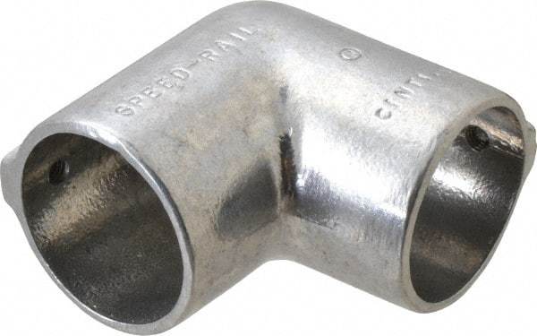 Hollaender - 2" Pipe, 90° Elbow, Aluminum Alloy Elbow Pipe Rail Fitting - Bright Finish - Makers Industrial Supply