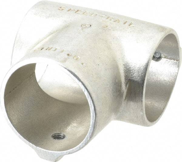 Hollaender - 2" Pipe, 90° Three Socket Tee, Aluminum Alloy Tee Pipe Rail Fitting - Bright Finish - Makers Industrial Supply