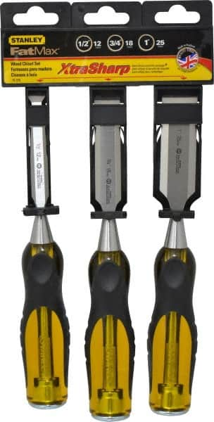 Stanley - 3 Piece Wood Chisel Set - 9" OAL, Sizes Included 1/2 to 1" - Makers Industrial Supply