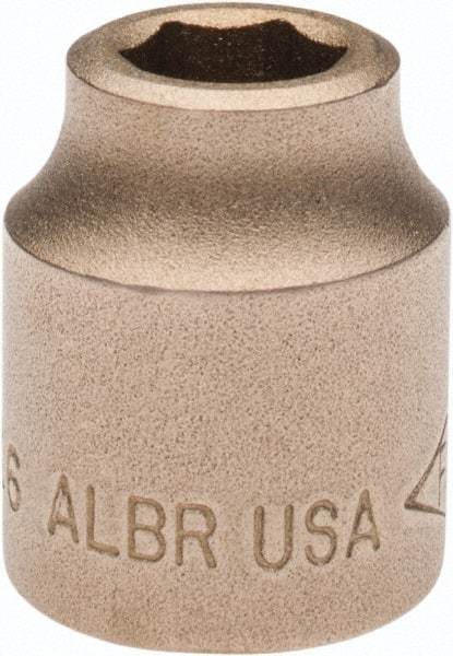 Ampco - 7/16", 1/2" Drive, Standard Hand Socket - 6 Points, 1-3/16" OAL, Aluminum Bronze - Makers Industrial Supply