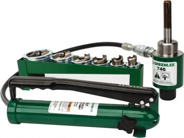 Greenlee - 21 Piece, 22.5 to 61.5" Punch Hole Diam, Hydraulic Knockout Set - Round Punch, 10 Gage Mild Steel - Makers Industrial Supply