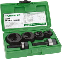 Greenlee - 11 Piece, 1/2 to 1-1/4" Punch Hole Diam, Manual Knockout Set - Round Punch, 10 Gage Mild Steel - Makers Industrial Supply