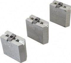 Abbott Workholding Products - 6" & Up Chuck Capacity, Tongue & Groove Attachment, Square Soft Lathe Chuck Jaw - 3 Jaws, Aluminum, 1-1/2" Btw Mount Hole Ctrs, 3" Long x 1-1/4" Wide x 3" High, 5/16" Groove, 3/8" Fastener - Makers Industrial Supply