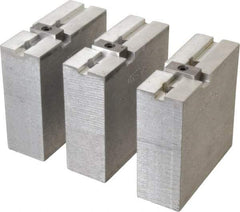 Abbott Workholding Products - 8" & Up Chuck Capacity, Tongue & Groove Attachment, Square Soft Lathe Chuck Jaw - 3 Jaws, Aluminum, 1-3/4" Btw Mount Hole Ctrs, 4" Long x 1-1/2" Wide x 4" High, 5/16" Groove, 3/8" Fastener - Makers Industrial Supply