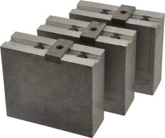 Abbott Workholding Products - 10" & Up Chuck Capacity, Tongue & Groove Attachment, Square Soft Lathe Chuck Jaw - 3 Jaws, Aluminum, 2-1/8" Btw Mount Hole Ctrs, 4-1/2" Long x 1-1/2" Wide x 4" High, 1/2" Groove, 1/2" Fastener - Makers Industrial Supply