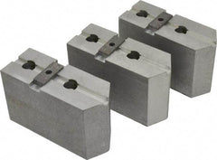 Abbott Workholding Products - 15 to 18" Chuck Capacity, Tongue & Groove Attachment, Square Soft Lathe Chuck Jaw - 3 Jaws, Aluminum, 3" Btw Mount Hole Ctrs, 6-1/2" Long x 2-1/2" Wide x 4" High, 1/2" Groove, 3/4" Fastener - Makers Industrial Supply