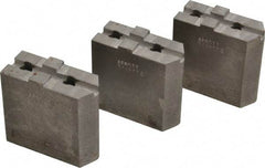 Abbott Workholding Products - 6" & Up Chuck Capacity, Tongue & Groove Attachment, Square Soft Lathe Chuck Jaw - 3 Jaws, Steel, 1-1/2" Btw Mount Hole Ctrs, 3" Long x 1-1/4" Wide x 3" High, 5/16" Groove, 3/8" Fastener - Makers Industrial Supply