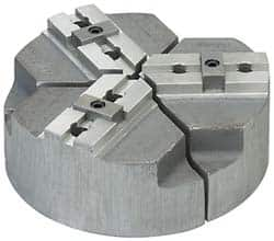 Abbott Workholding Products - 18" & Up Chuck Capacity, Tongue & Groove Attachment, Round Soft Lathe Chuck Jaw - 3 Jaws, Cast Aluminum, 3" Btw Mount Hole Ctrs, 24" Wide x 3" High, 1/2" Groove, 3/4" Fastener - Makers Industrial Supply