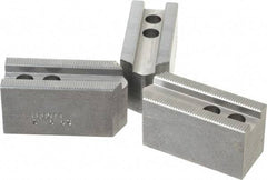 Abbott Workholding Products - 6-1/2" Chuck Capacity, 1/16" x 90 Serrated Attachment, Square Soft Lathe Chuck Jaw - 3 Jaws, Steel, 0.65" Btw Mount Hole Ctrs, 3" Long x 1-1/4" Wide x 1-1/2" High, 0.551" Groove, 0.3937" & 10mm Fastener - Makers Industrial Supply