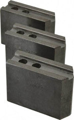 Abbott Workholding Products - 8" & Up Chuck Capacity, 1/16" x 90 Serrated Attachment, Square Soft Lathe Chuck Jaw - 3 Jaws, Steel, 29/32" Btw Mount Hole Ctrs, 4" Long x 1-1/2" Wide x 3" High, 0.669" Groove, 0.4724" & 12mm Fastener - Makers Industrial Supply