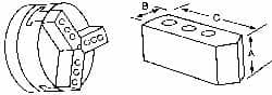 Abbott Workholding Products - 10" & Up Chuck Capacity, Northfield Attachment, Square Soft Lathe Chuck Jaw - 3 Jaws, Aluminum, 4-11/16mm Long x 2" Wide x 3" High - Makers Industrial Supply