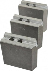 Abbott Workholding Products - 8" & Up Chuck Capacity, 1.5mm x 60° Serrated Attachment, Square Soft Lathe Chuck Jaw - 3 Jaws, Aluminum, 63/64" Btw Mount Hole Ctrs, 4" Long x 1-1/2" Wide x 4" High, 0.5512" Groove, 0.4724" & 12mm Fastener - Makers Industrial Supply