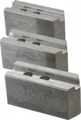 Abbott Workholding Products - 8" & Up Chuck Capacity, 1.5mm x 60° Serrated Attachment, Square Soft Lathe Chuck Jaw - 3 Jaws, Aluminum, 63/64" Btw Mount Hole Ctrs, 4" Long x 1-1/2" Wide x 2" High, 0.6299" Groove, 0.4724" & 12mm Fastener - Makers Industrial Supply