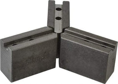 Abbott Workholding Products - 6" & Up Chuck Capacity, 1.5mm x 60° Serrated Attachment, Square Soft Lathe Chuck Jaw - 3 Jaws, Steel, 63/64" Btw Mount Hole Ctrs, 3" Long x 1-1/4" Wide x 2" High, 0.4331" Groove, 0.315" & 8mm Fastener - Makers Industrial Supply