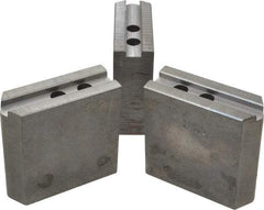 Abbott Workholding Products - 8" & Up Chuck Capacity, 1.5mm x 60° Serrated Attachment, Square Soft Lathe Chuck Jaw - 3 Jaws, Steel, 63/64" Btw Mount Hole Ctrs, 4" Long x 1-1/2" Wide x 4" High, 0.5512" Groove, 0.4724" & 12mm Fastener - Makers Industrial Supply