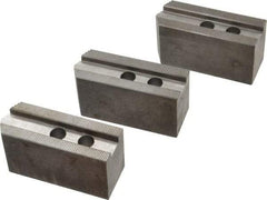 Abbott Workholding Products - 8" & Up Chuck Capacity, 1.5mm x 60° Serrated Attachment, Square Soft Lathe Chuck Jaw - 3 Jaws, Steel, 63/64" Btw Mount Hole Ctrs, 4" Long x 1-1/2" Wide x 2" High, 0.6299" Groove, 0.4724" & 12mm Fastener - Makers Industrial Supply