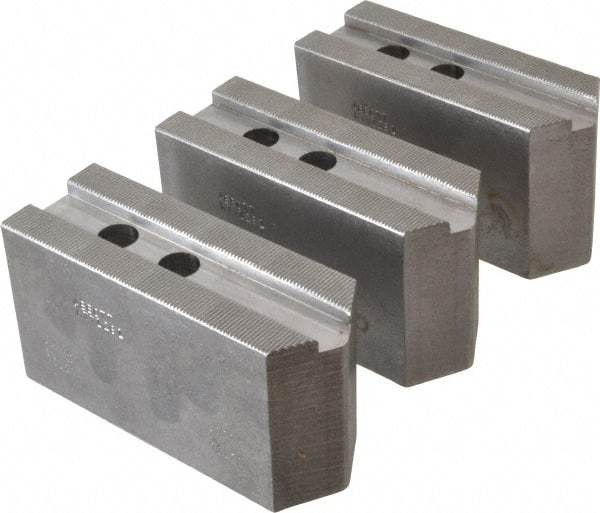 Abbott Workholding Products - 12" & Up Chuck Capacity, 1.5mm x 60° Serrated Attachment, Square Soft Lathe Chuck Jaw - 3 Jaws, Steel, 1.1811" Btw Mount Hole Ctrs, 5-1/2" Long x 2" Wide x 3" High, 0.7087" Groove, 0.5512" & 14mm Fastener - Makers Industrial Supply