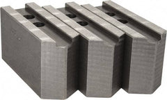 Abbott Workholding Products - 12" & Up Chuck Capacity, 1.5mm x 60° Serrated Attachment, Square Soft Lathe Chuck Jaw - 3 Jaws, Steel, 1.1811" Btw Mount Hole Ctrs, 5-1/2" Long x 2" Wide x 3" High, 0.8268" Groove, 0.6299" & 16mm Fastener - Makers Industrial Supply