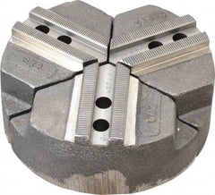 Abbott Workholding Products - 6" & Up Chuck Capacity, 1.5mm x 60° Serrated Attachment, Round Soft Lathe Chuck Jaw - 3 Jaws, Cast Iron, 0.7874" Btw Mount Hole Ctrs, 6" Wide x 2" High, 0.4724" Groove, 0.3937" & 10mm Fastener - Makers Industrial Supply