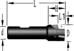 Cutting Tool Technologies - 5/8" Cut Diam, 0.38" Max Depth of Cut, 5/8" Shank Diam, 3-1/4" OAL, Indexable Square Shoulder End Mill - APKT 1003... Inserts, Weldon Shank, 90° Lead Angle, Through Coolant - Makers Industrial Supply