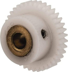 Made in USA - 48 Pitch, 0.792" Pitch Diam, 0.833" OD, 38 Tooth Spur Gear - 1/8" Face Width, 3/16" Bore Diam, 35/64" Hub Diam, 20° Pressure Angle, Acetal - Makers Industrial Supply