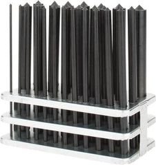 Value Collection - 28 Piece, 3/32 to 17/32", Transfer Punch Set - Round Shank, Comes in Stand - Makers Industrial Supply