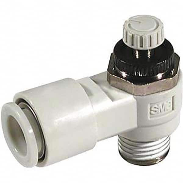 SMC PNEUMATICS - Speed & Flow Control Valves Valve Type: Flow Control Elbow Male Thread Size: R(PT) 1/8 - Makers Industrial Supply