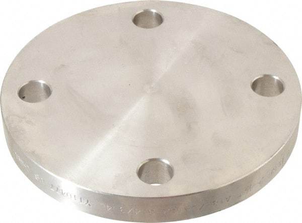 Merit Brass - 2-1/2" Pipe, 7" OD, Stainless Steel, Blind Pipe Flange - 5-1/2" Across Bolt Hole Centers, 3/4" Bolt Hole, 150 psi, Grades 304 & 304L - Makers Industrial Supply