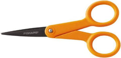 Fiskars - 1-13/16" LOC, 4-15/16" OAL Coated Stainless Steel Non Stick Scissors - Ambidextrous, Plastic Straight Handle, For General Purpose Use - Makers Industrial Supply