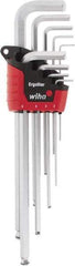 Wiha - 9 Piece L-Key Ball End Hex Key Set - Hex Range 1.5 to 10mm - Makers Industrial Supply