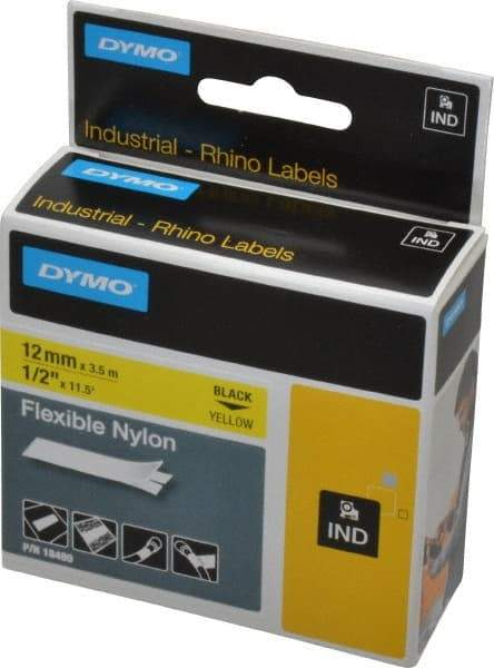 Rhino - 138" Long, Yellow Nylon Flexible Tape - For DYMO Brand Labeling Equipment Designed for "D1" Tapes (Check Width Compatibility) - Makers Industrial Supply