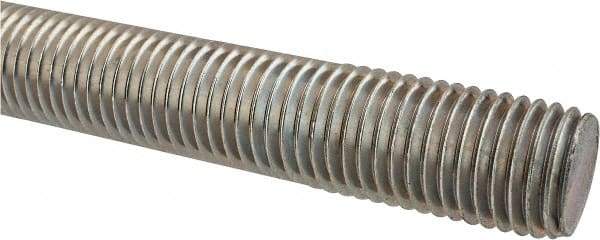 Made in USA - 1-8 UNC (Coarse), 2' Long, Low Carbon Steel Threaded Rod - Zinc-Plated Finish, Right Hand Thread - Makers Industrial Supply