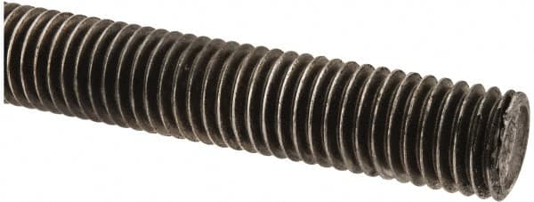 Made in USA - 9/16-12 UNC (Coarse), 3' Long, Low Carbon Steel Threaded Rod - Oil Finish Finish, Right Hand Thread - Makers Industrial Supply