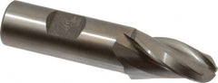 Made in USA - 10° Taper Angle per Side, 1/2" Small End Diam, 1-1/4" LOC, High Speed Steel 3 Flute Tapered Ball End Mill - 3-3/8" OAL, 3/4" Shank Diam - Makers Industrial Supply